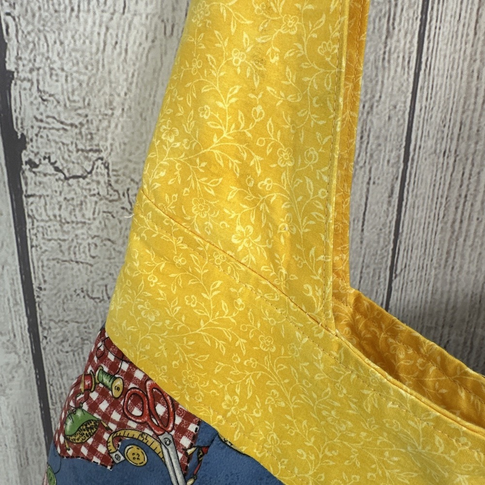 Handmade Hobo Bag Sewing Quilting Theme Boho Purse Cottagecore Vintage Grandma - Picture 3 of 16